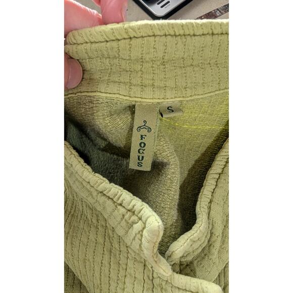 Focus Womens Green Textured Knit Jacket Sz S Button Up Long Sleeve Cardigan Boho - Picture 6 of 7